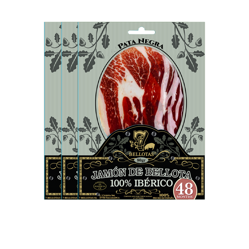 Jambon 7 BELLOTAS® tranché , jambon 100% ibérique de bellota
