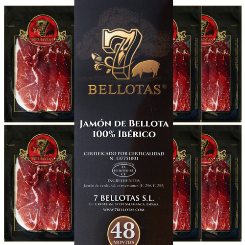 7 Bellotas® Schinken "Gran Reserva" Hand Geschnitten Pack 5X80gr. 7 Bellotas® Schinken "Gran Reserva" Hand Geschnitten Pack 5X80gr.