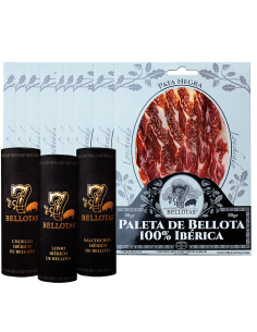 7 BELLOTAS® Spaanse ShoulderHam Pata Negra Gesneden Iberico BELLOTA + Spaanse Worsten IBERISCHE | 7Bellotas.com