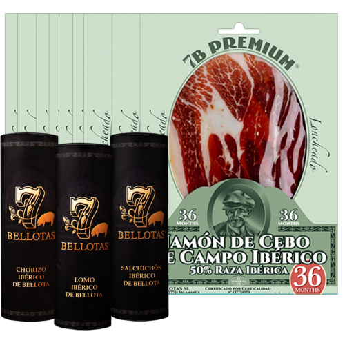 7 BELLOTAS® Schulter-Schinken + Schinkenhalter + Messer + Wurstwaren 7 BELLOTAS® Schulter-Schinken + Schinkenhalter + Messer + Wurstwaren