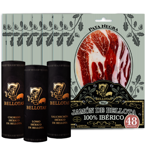 7 BELLOTAS® Cured Ham 10 X 80gr. + 3 X Cured Bellota Sausages