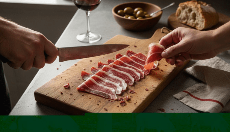Iberian pigs under oak trees in Spanish pasture