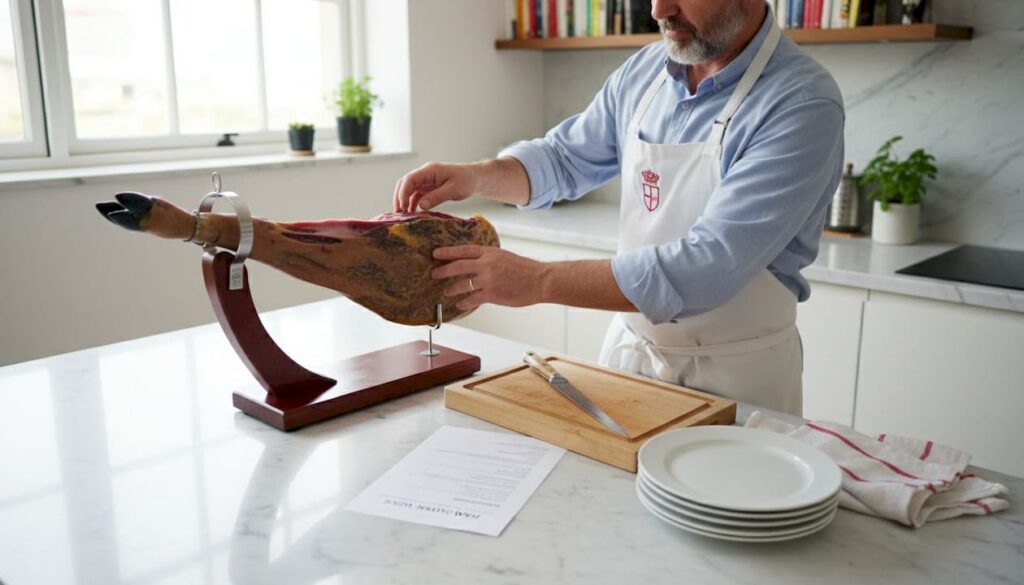 Chef prepares workspace for Pata Negra