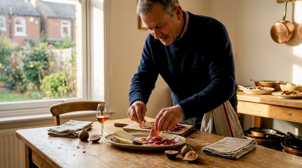 Setting gourmet Iberico ham pairing table