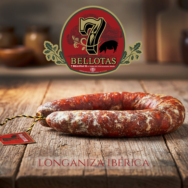 Chorizo ibérico de Bellota, longaniza iberica, chorizo de Salamanca