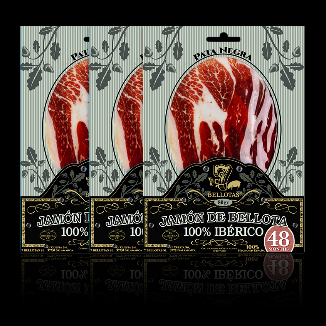 Épaule de bellota 100% ibérico Pata Negra  7 BELLOTAS® Weight Entier avec  os 5,0Kg. - Désossé 2,3Kg. Pièce Entier